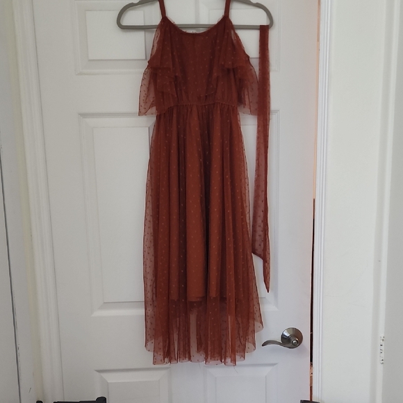 Rust Orange Polka Dot Dress - Picture 3 of 5